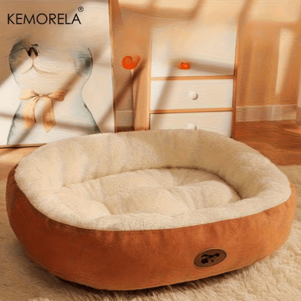 Plush Oval Pet Bed Thickened Machine Washable Dog Cat Cushion For AllSeason Comfort 9