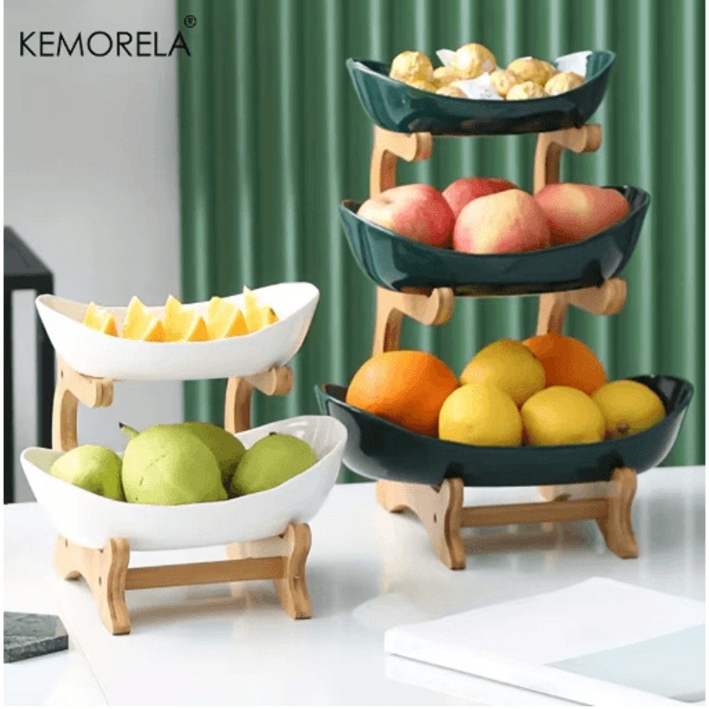 Modern Wooden ThreeLayer Fruit Plate MultiTier Snack Dessert Serving Stand 10