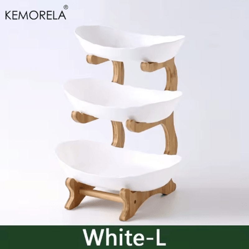 Modern Wooden ThreeLayer Fruit Plate MultiTier Snack Dessert Serving Stand 2