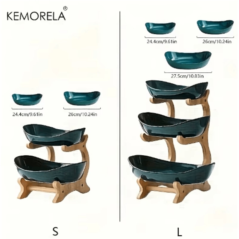 Modern Wooden ThreeLayer Fruit Plate MultiTier Snack Dessert Serving Stand 7
