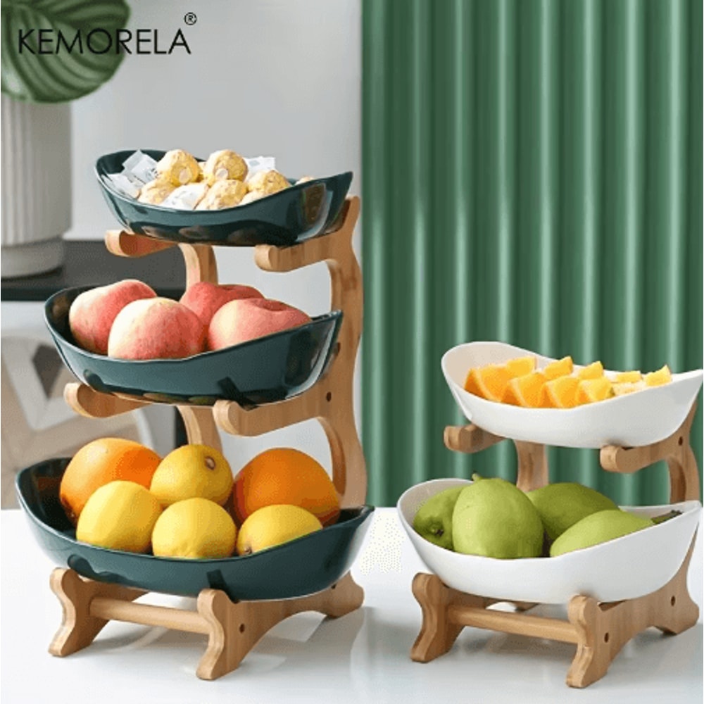 Modern Wooden ThreeLayer Fruit Plate MultiTier Snack Dessert Serving Stand 8