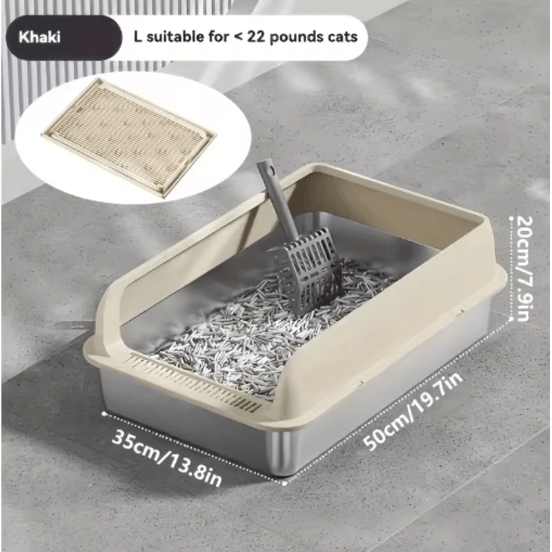 KEMORELA ExtraLarge Stainless Steel Cat Litter Box With Lid HighSided Enclosed LeakProof Litter Pan 1