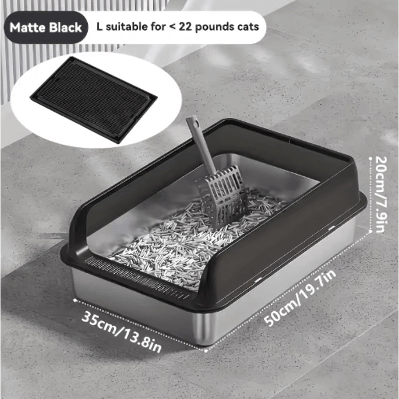 KEMORELA ExtraLarge Stainless Steel Cat Litter Box With Lid HighSided Enclosed LeakProof Litter Pan 3