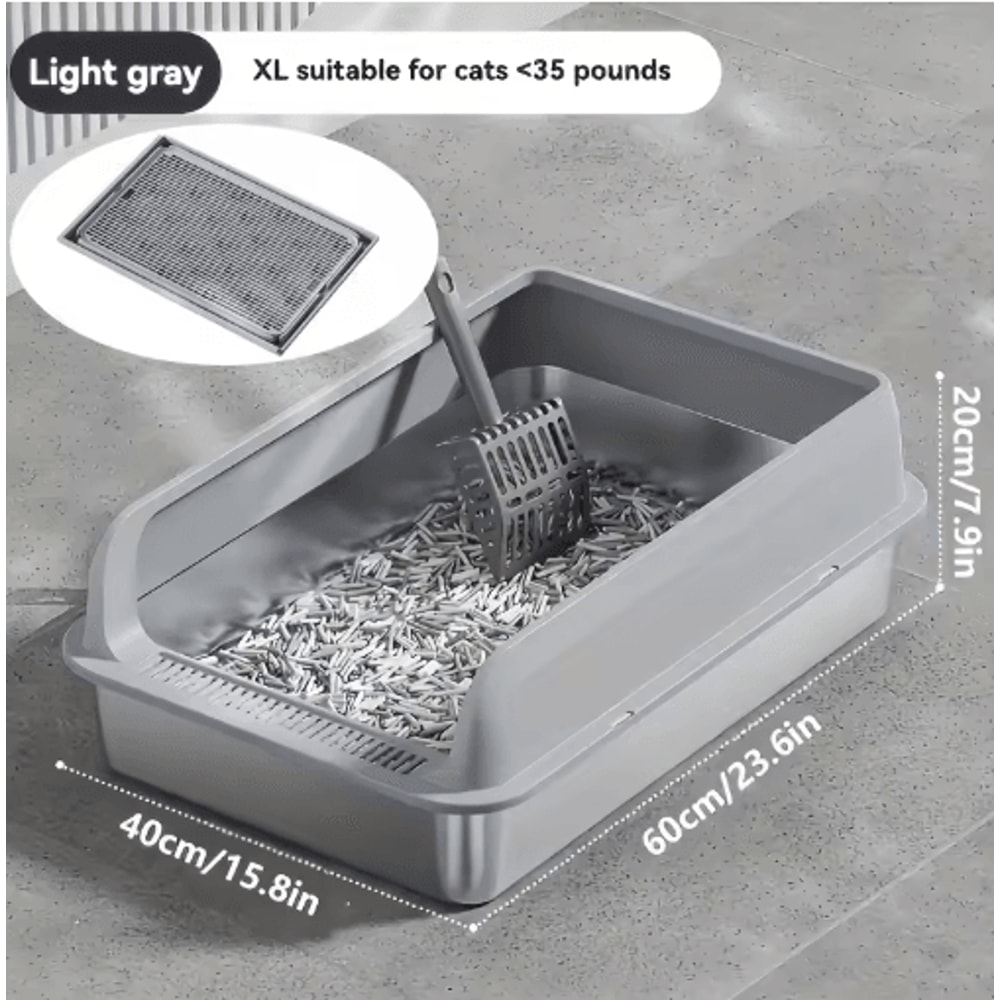 KEMORELA ExtraLarge Stainless Steel Cat Litter Box With Lid HighSided Enclosed LeakProof Litter Pan 7