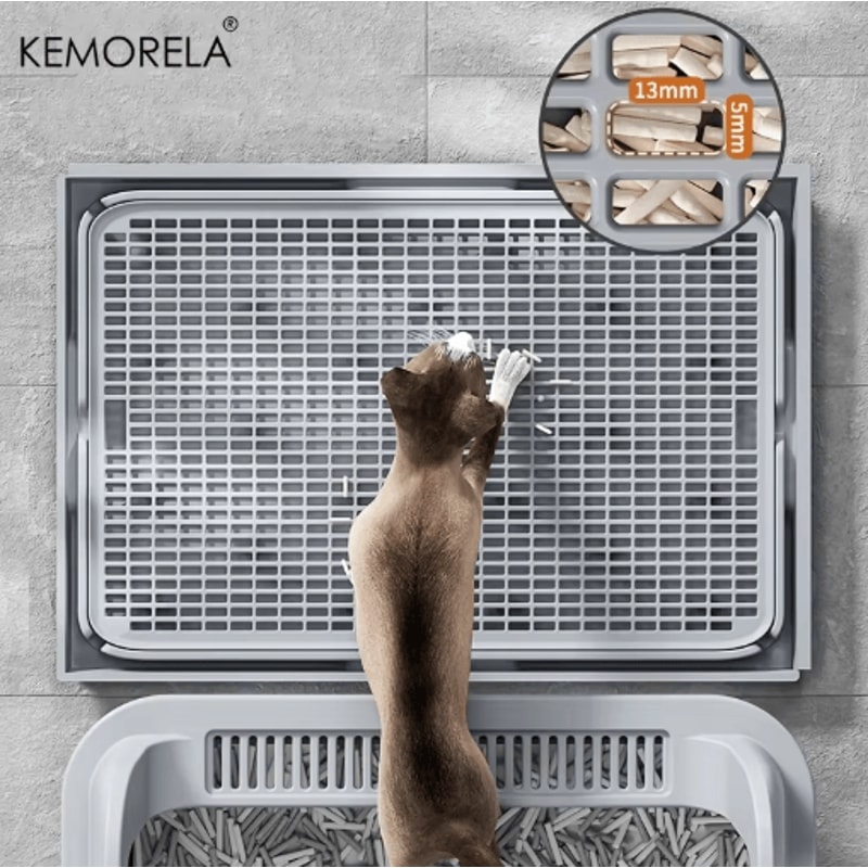 KEMORELA ExtraLarge Stainless Steel Cat Litter Box With Lid HighSided Enclosed LeakProof Litter Pan 10