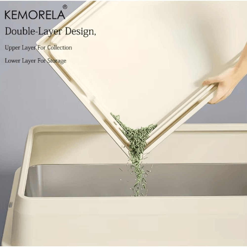 KEMORELA ExtraLarge Stainless Steel Cat Litter Box With Lid HighSided Enclosed LeakProof Litter Pan 12