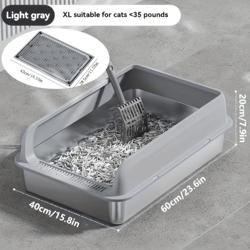 kemorela extra-large stainless steel cat litter box with lid high-sided enclosed leak-proof litter pan
