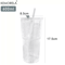 600ML Stripe Glass Cup With Lid Straw Transparent Glass Drinking Mug For Iced Coffee Juice Water 2
