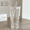 600ML Stripe Glass Cup With Lid Straw Transparent Glass Drinking Mug For Iced Coffee Juice Water 3