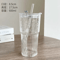 600ML Stripe Glass Cup With Lid Straw Transparent Glass Drinking Mug For Iced Coffee Juice Water 3