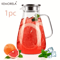 2L Glass Pitcher With Lid Handle HeatResistant Glass Water Jug For Hot Cold Drinks 1