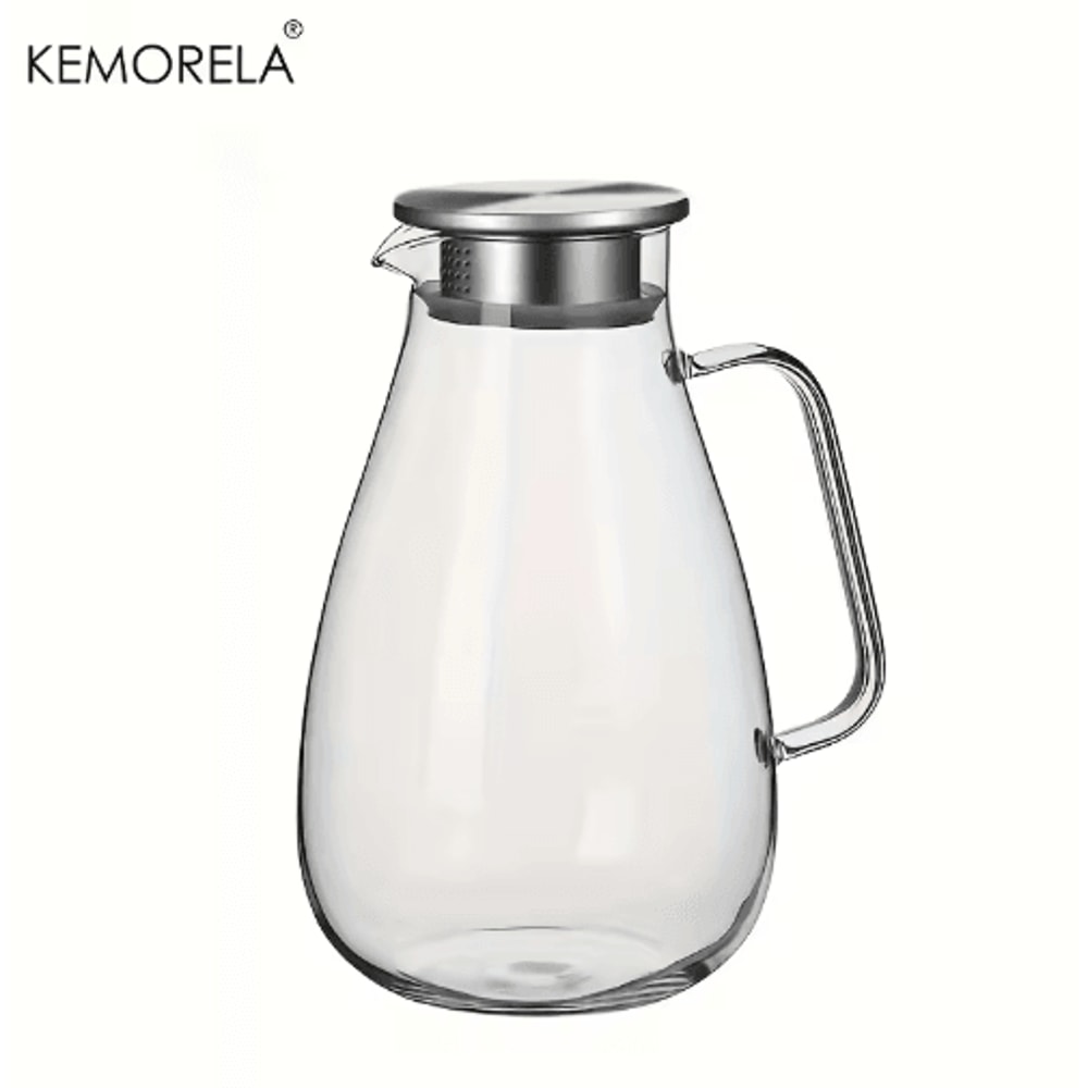 2L Glass Pitcher With Lid Handle HeatResistant Glass Water Jug For Hot Cold Drinks 4