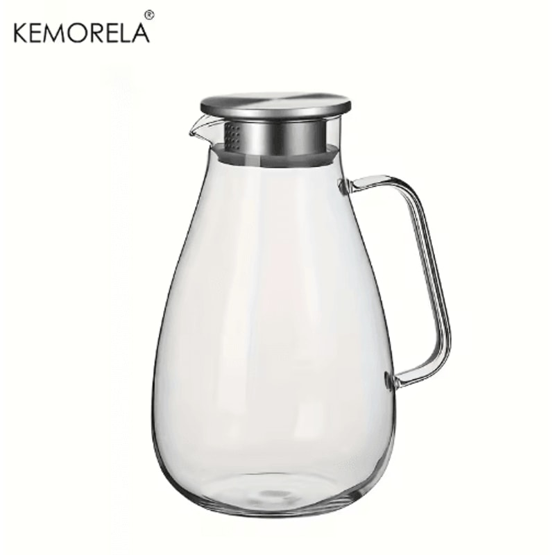 2L Glass Pitcher With Lid Handle HeatResistant Glass Water Jug For Hot Cold Drinks 4
