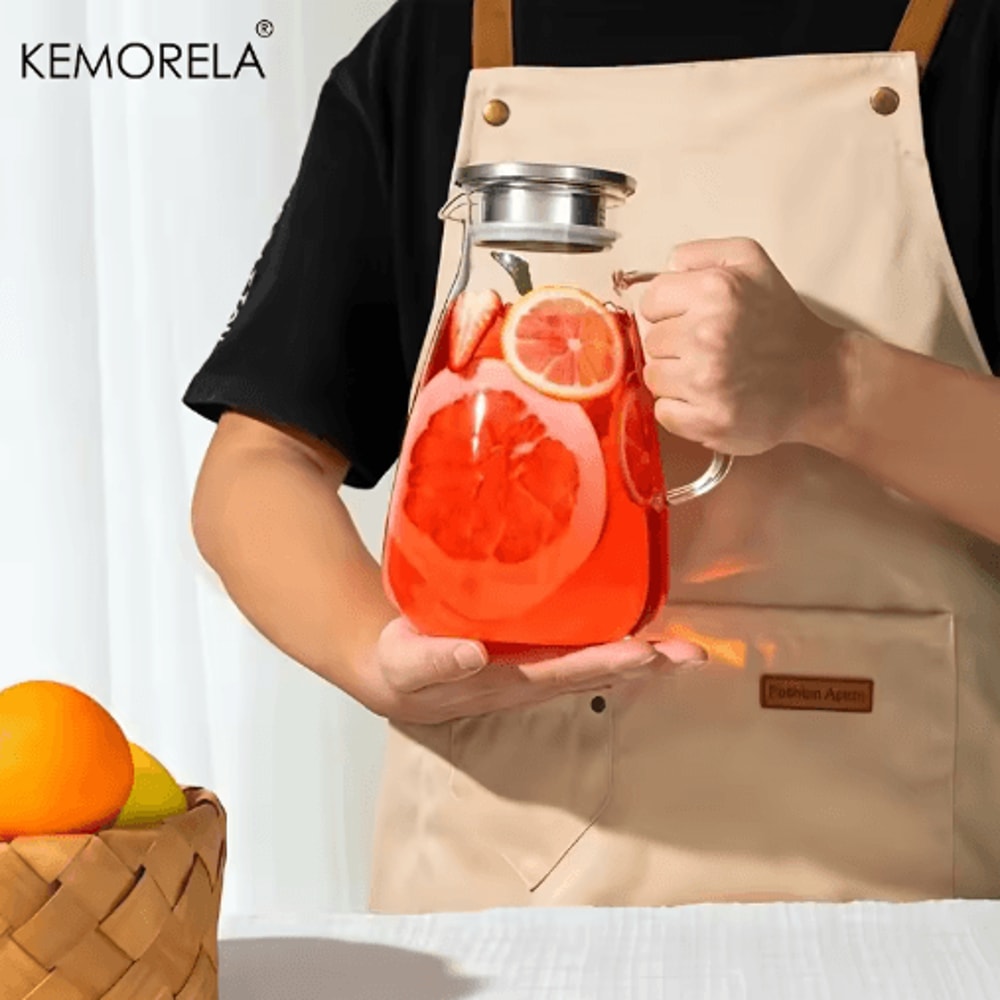 2L Glass Pitcher With Lid Handle HeatResistant Glass Water Jug For Hot Cold Drinks 6