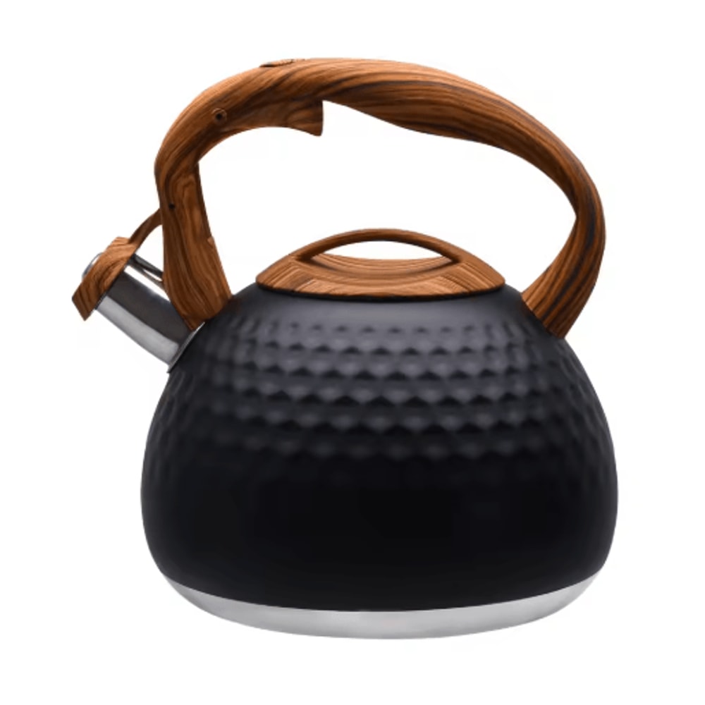 KEMORELA 3L Stainless Steel Whistling Kettle HeatResistant Hammered Teapot With Wooden Handle 1