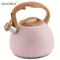 KEMORELA 3L Stainless Steel Whistling Kettle HeatResistant Hammered Teapot With Wooden Handle 0