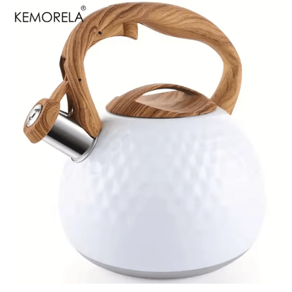 KEMORELA 3L Stainless Steel Whistling Kettle HeatResistant Hammered Teapot With Wooden Handle 9