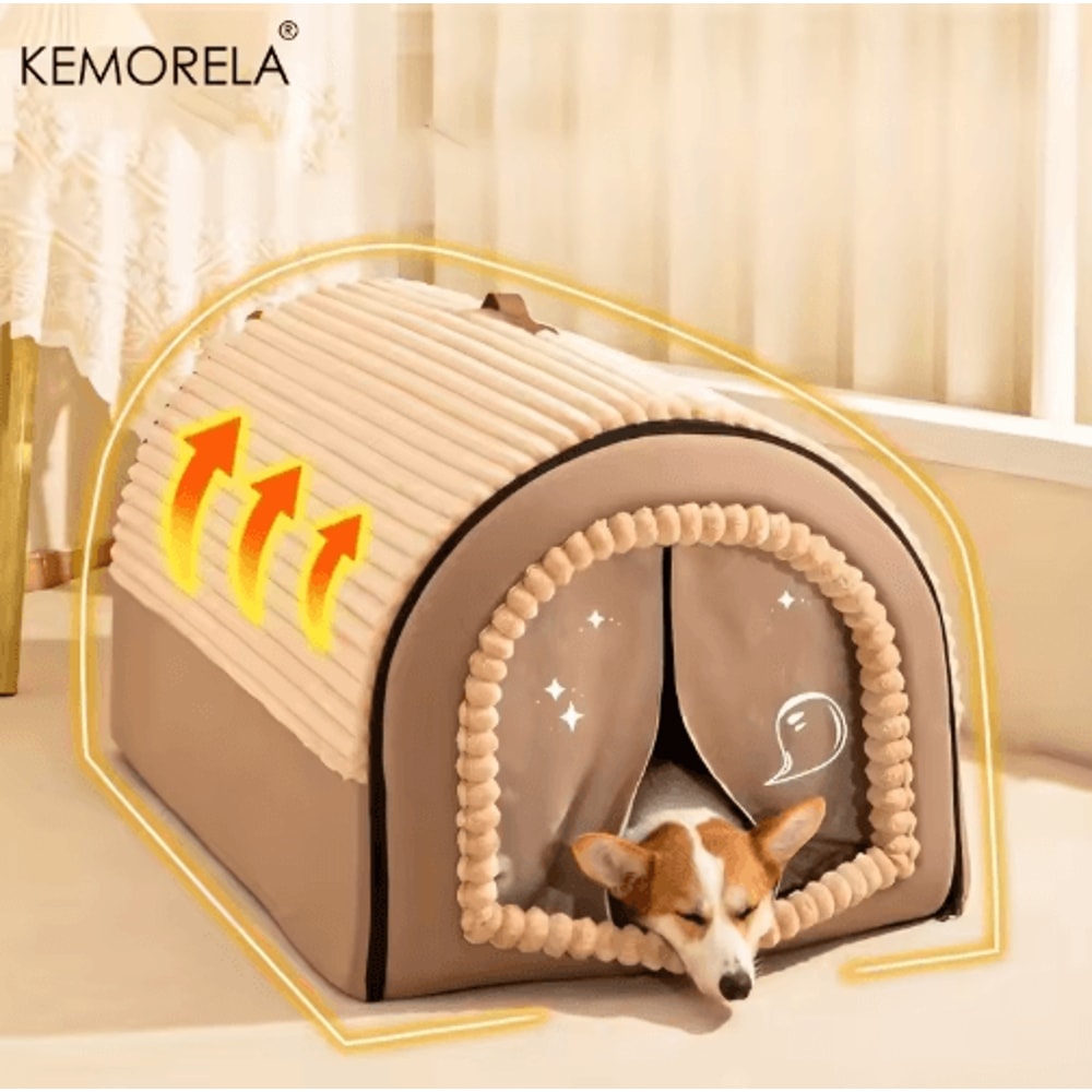 KEMORELA Thickened Enclosed Pet Bed AllSeason Portable Dog House Cozy Cat Tent 1