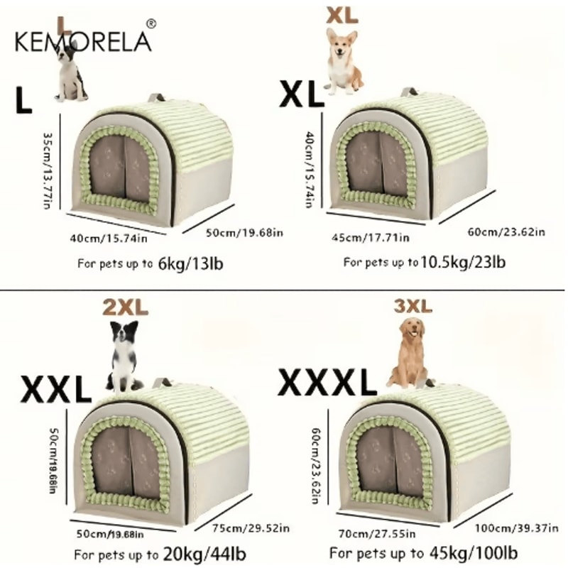 KEMORELA Thickened Enclosed Pet Bed AllSeason Portable Dog House Cozy Cat Tent 3