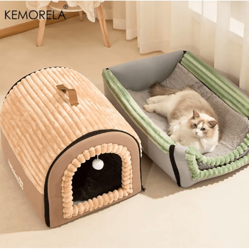 KEMORELA Thickened Enclosed Pet Bed AllSeason Portable Dog House Cozy Cat Tent 0