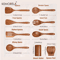 Teak Wooden Utensils Set With Holder 479Piece Wooden Spoons For Cooking 2