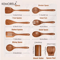 Teak Wooden Utensils Set With Holder 479Piece Wooden Spoons For Cooking 2