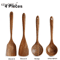 Teak Wooden Utensils Set With Holder 479Piece Wooden Spoons For Cooking 3