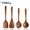 Teak Wooden Utensils Set With Holder 479Piece Wooden Spoons For Cooking 3