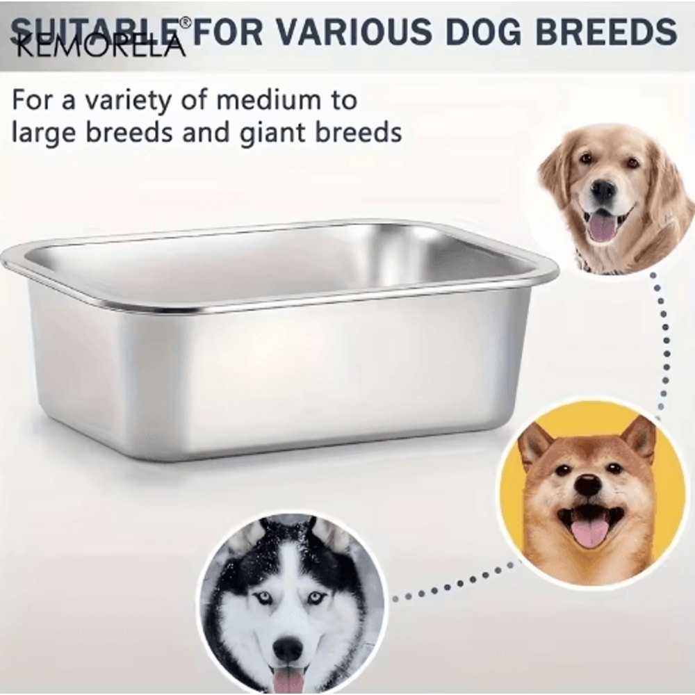 LargeCapacity Stainless Steel Dog Bowl HeavyDuty AntiFall Feeding Drinking Basin 3