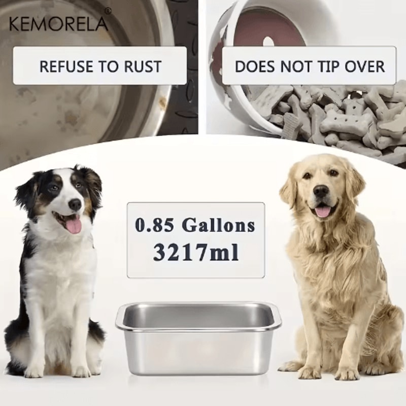 LargeCapacity Stainless Steel Dog Bowl HeavyDuty AntiFall Feeding Drinking Basin 4