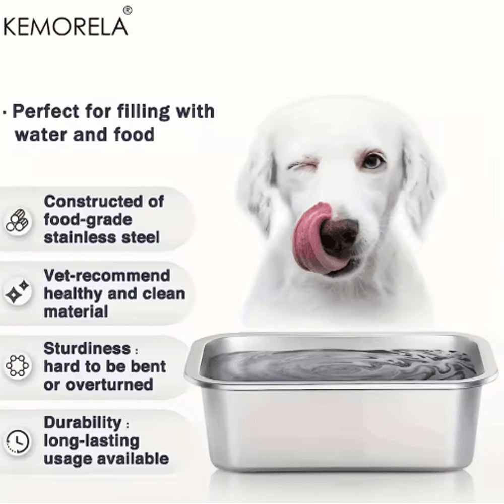 LargeCapacity Stainless Steel Dog Bowl HeavyDuty AntiFall Feeding Drinking Basin 5
