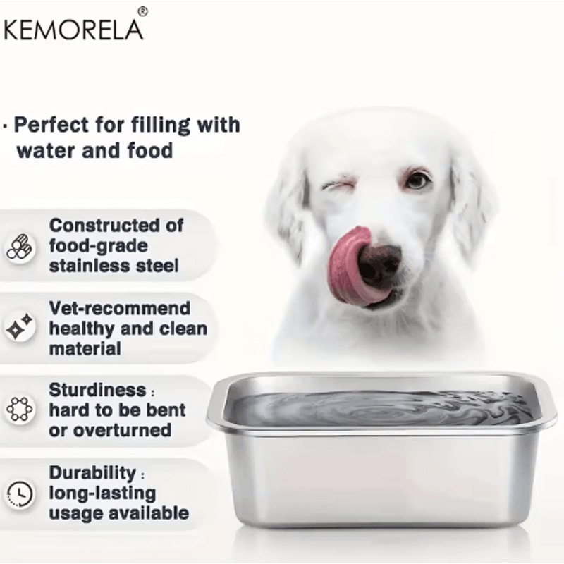 LargeCapacity Stainless Steel Dog Bowl HeavyDuty AntiFall Feeding Drinking Basin 5