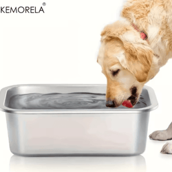 large-capacity stainless steel dog bowl heavy-duty, anti-fall feeding & drinking basin