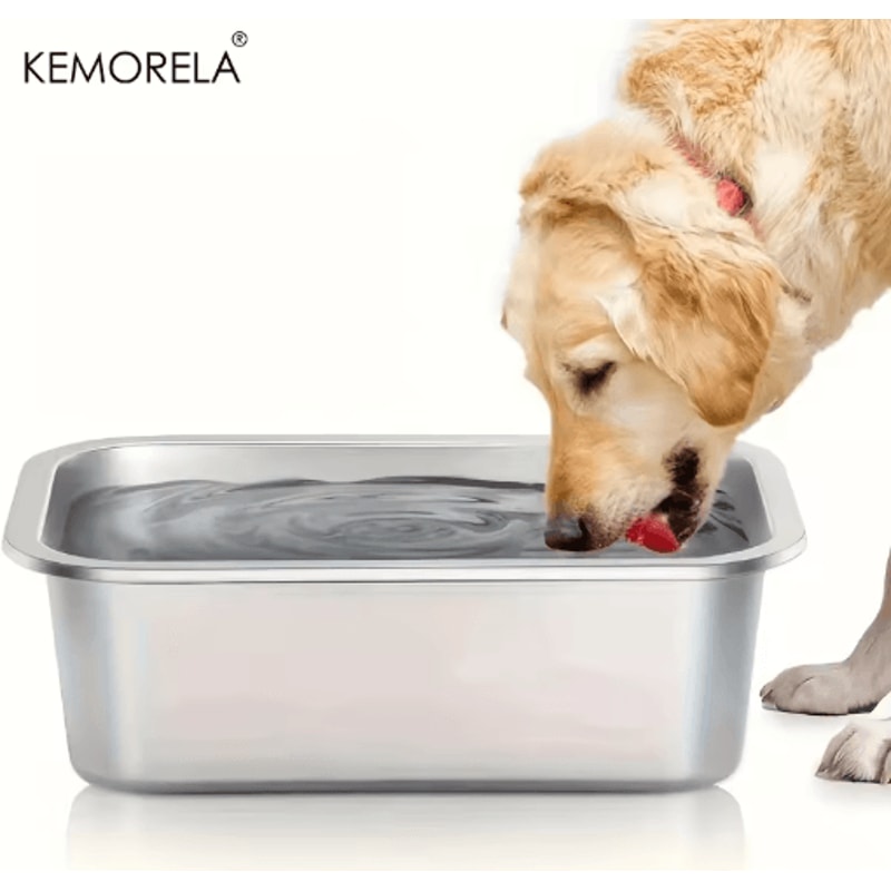LargeCapacity Stainless Steel Dog Bowl HeavyDuty AntiFall Feeding Drinking Basin 0