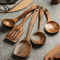 Thailand Teak Wooden Cooking Utensils Set 5Piece Natural Wooden Kitchen Tools 6