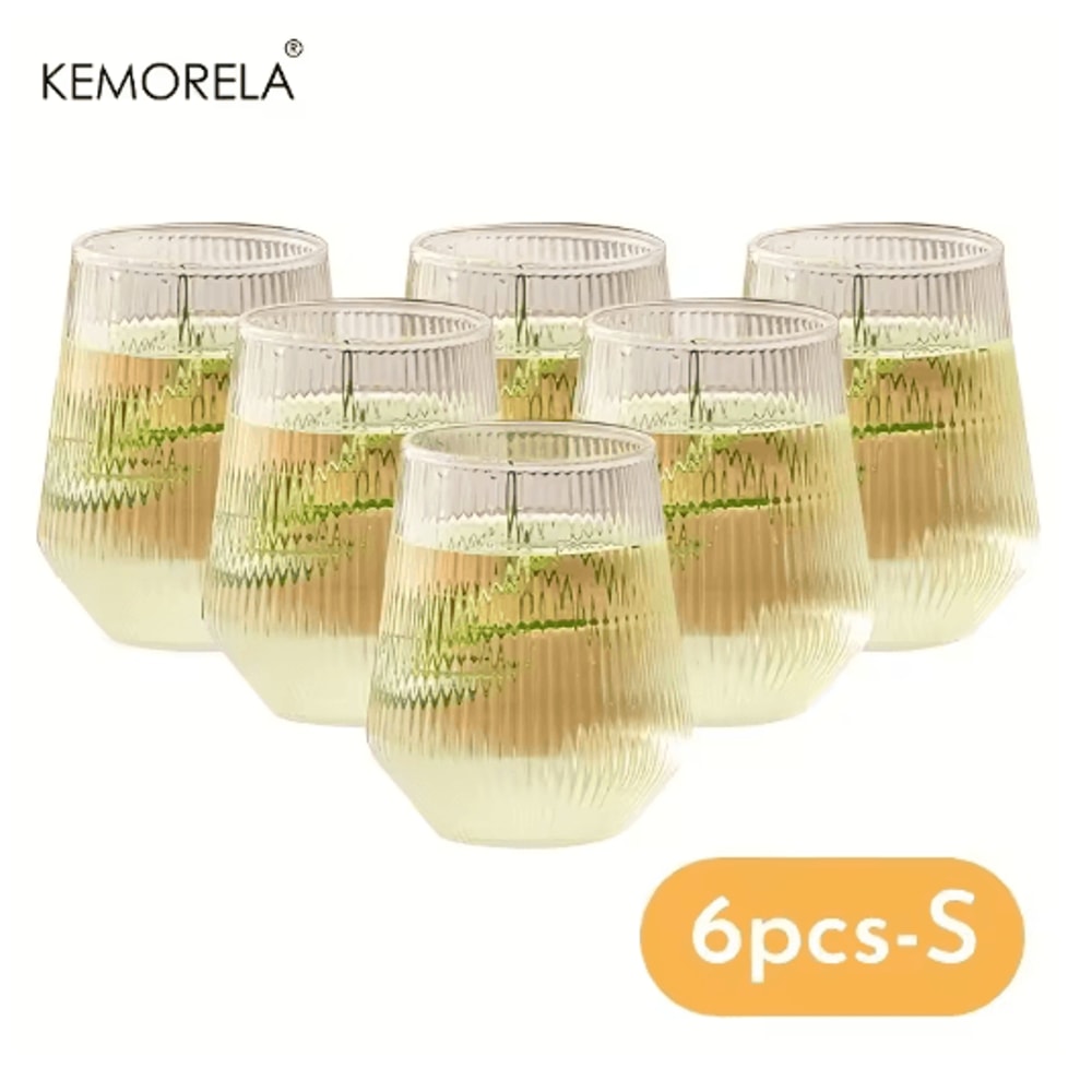 KEMORELA Heat Resistant Striped Glass Cups 4 To 6 Piece Clear Coffee And Water Drinking Set 1