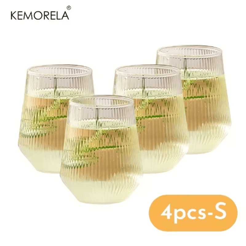 KEMORELA Heat Resistant Striped Glass Cups 4 To 6 Piece Clear Coffee And Water Drinking Set 4