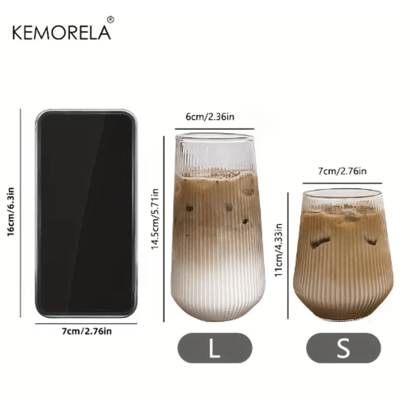 KEMORELA Heat Resistant Striped Glass Cups 4 To 6 Piece Clear Coffee And Water Drinking Set 7