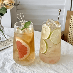 kemorela heat resistant striped glass cups 4 to 6 piece clear coffee and water drinking set