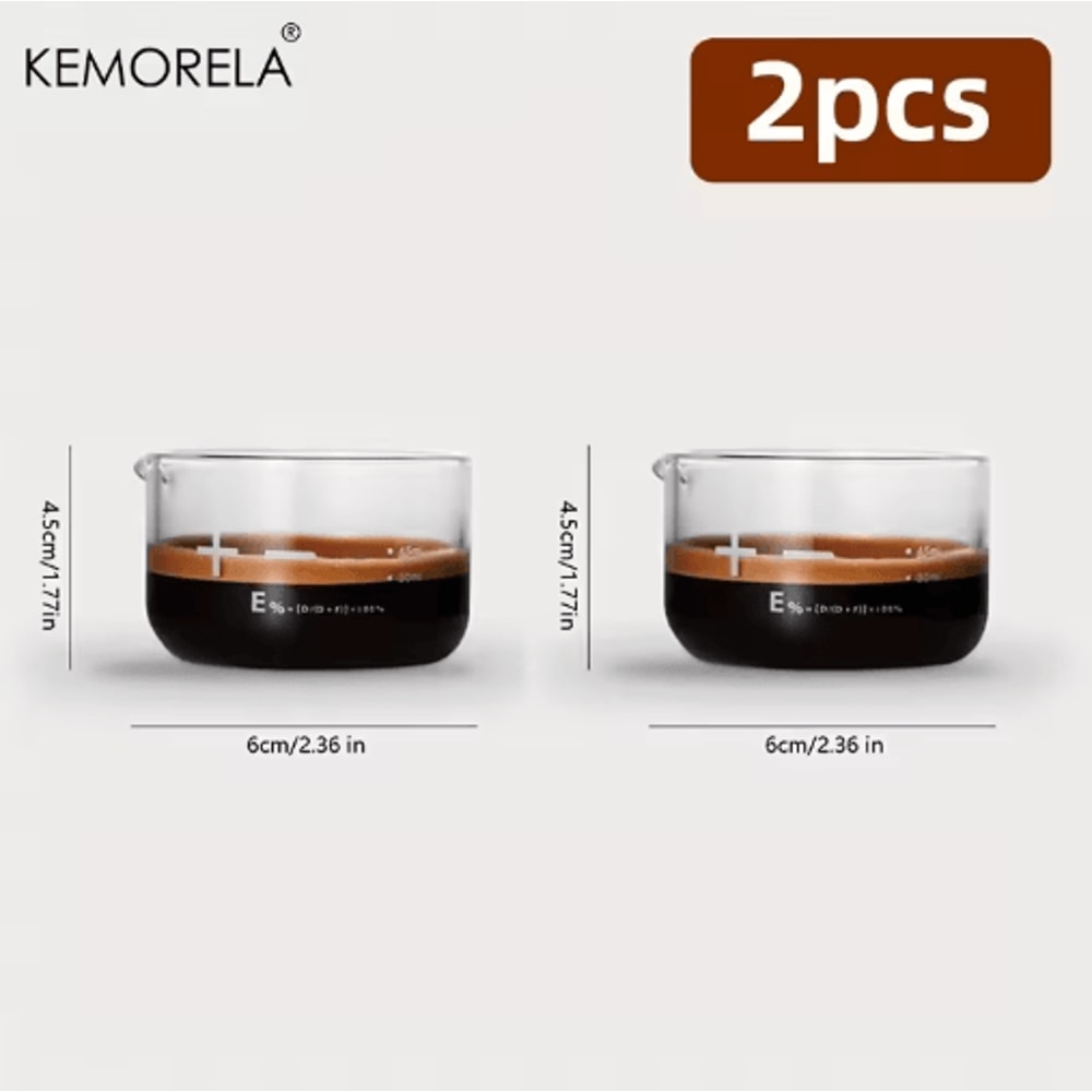 KEMORELA Espresso Shot Glasses 60ml Clear Scale Measuring Cups For Home Baristas 1 To 2 PCs 1