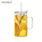 KEMORELA 740ML Ribbed Glass Tumbler With Handle Lid And Reusable Straw Clear Large Drinkware 1 To2 2