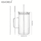 KEMORELA 740ML Ribbed Glass Tumbler With Handle Lid And Reusable Straw Clear Large Drinkware 1 To2 3