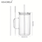 KEMORELA 740ML Ribbed Glass Tumbler With Handle Lid And Reusable Straw Clear Large Drinkware 1 To2 3