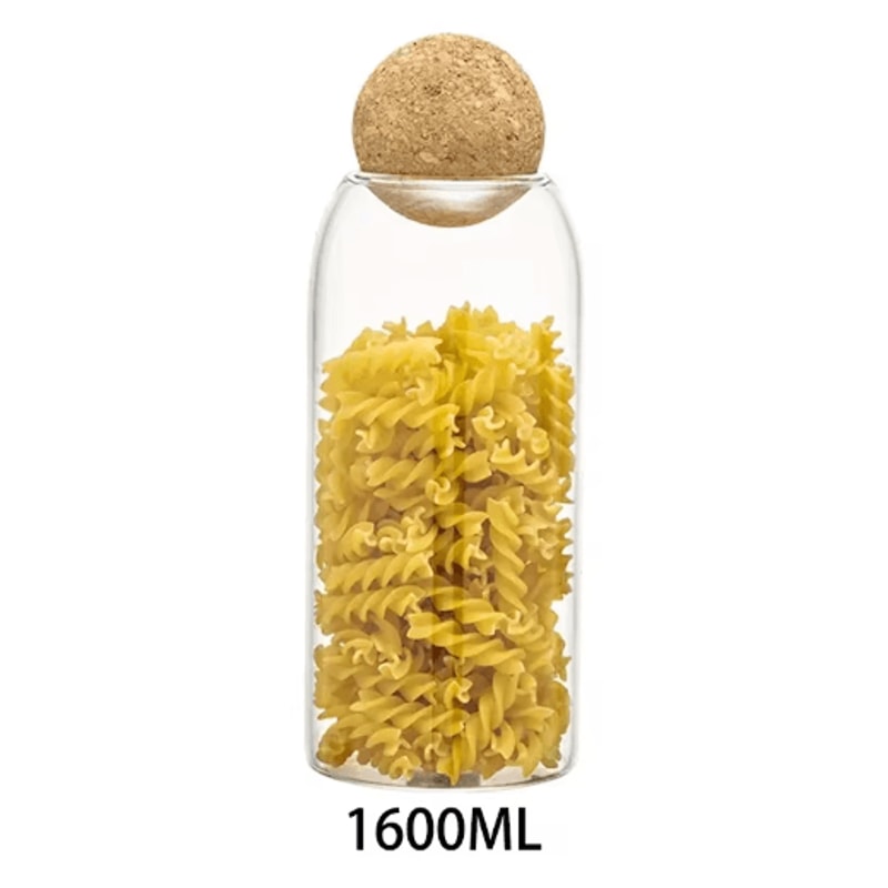 KEMORELA Airtight Glass Storage Jar With Ball Cork Lid Transparent Canister For Tea Coffee And Snac 1