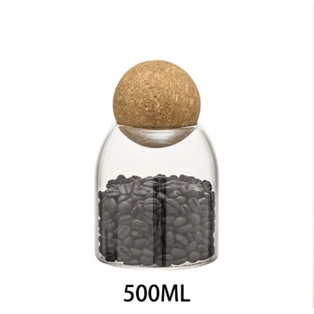 KEMORELA Airtight Glass Storage Jar With Ball Cork Lid Transparent Canister For Tea Coffee And Snac 4