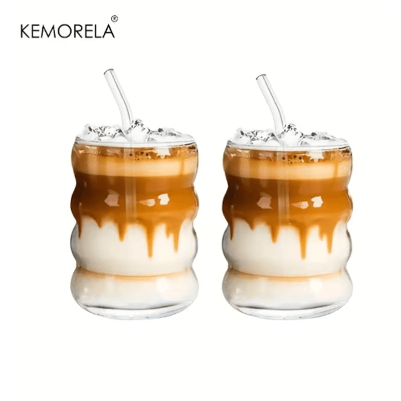 Cute Caterpillar Cups With Straws Wave Design Glass Cup With Straw 1 To 2 PCS 1