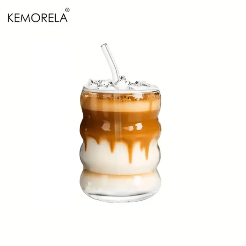 Cute Caterpillar Cups With Straws Wave Design Glass Cup With Straw 1 To 2 PCS 2