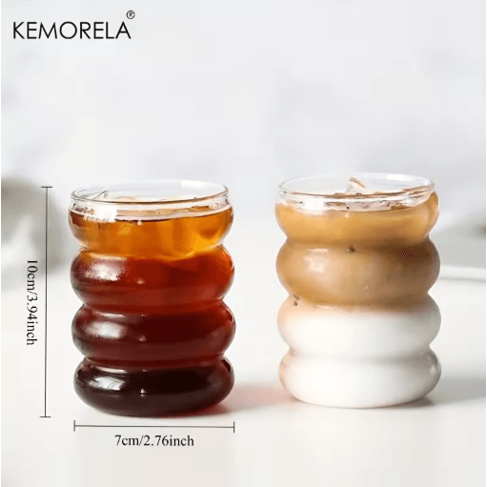 Cute Caterpillar Cups With Straws Wave Design Glass Cup With Straw 1 To 2 PCS 3