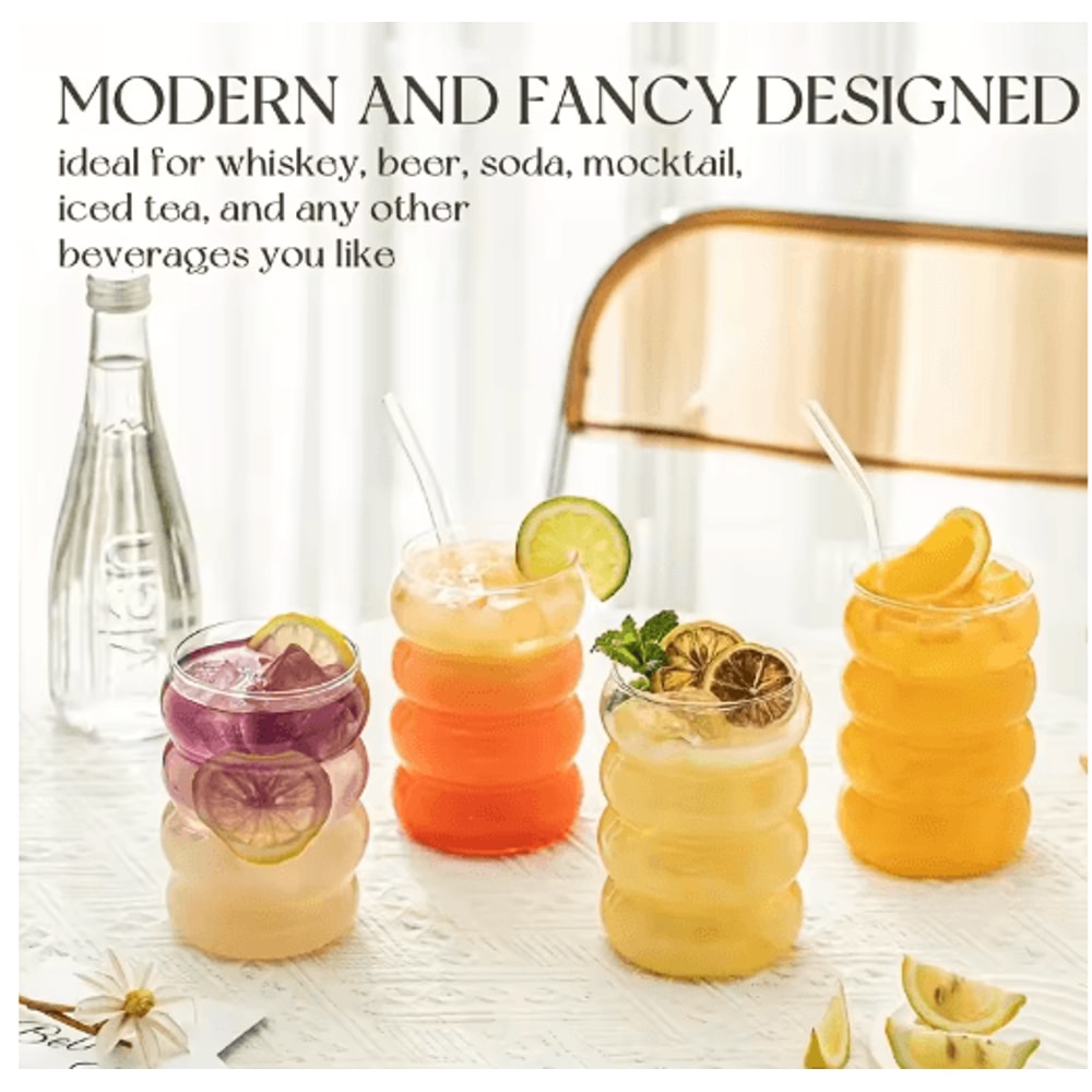 Cute Caterpillar Cups With Straws Wave Design Glass Cup With Straw 1 To 2 PCS 0