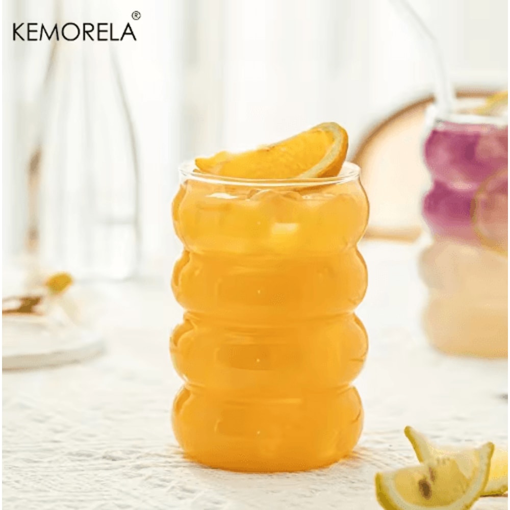 Cute Caterpillar Cups With Straws Wave Design Glass Cup With Straw 1 To 2 PCS 5